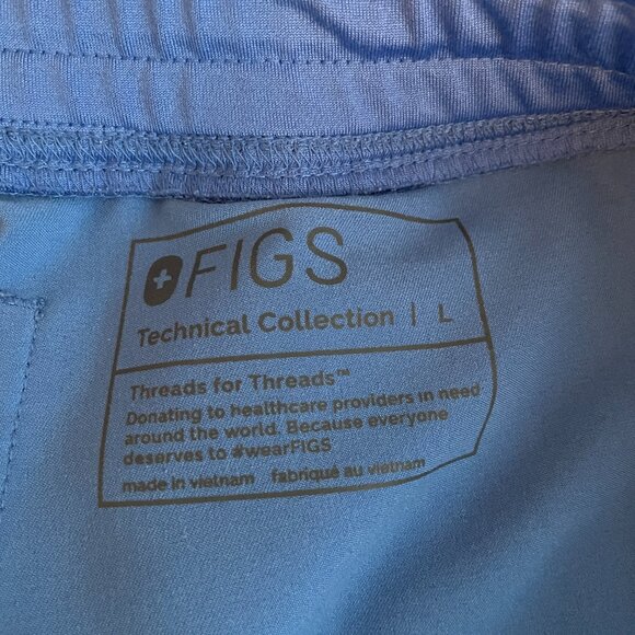 Figs Women L Blue Livingston Scrub Pants Pockets Stretch Yoga Waistband - Picture 8 of 9